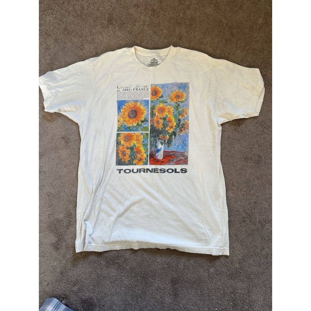 Vintage Y2K Claude Monet Tournesols T-Shirt Size L